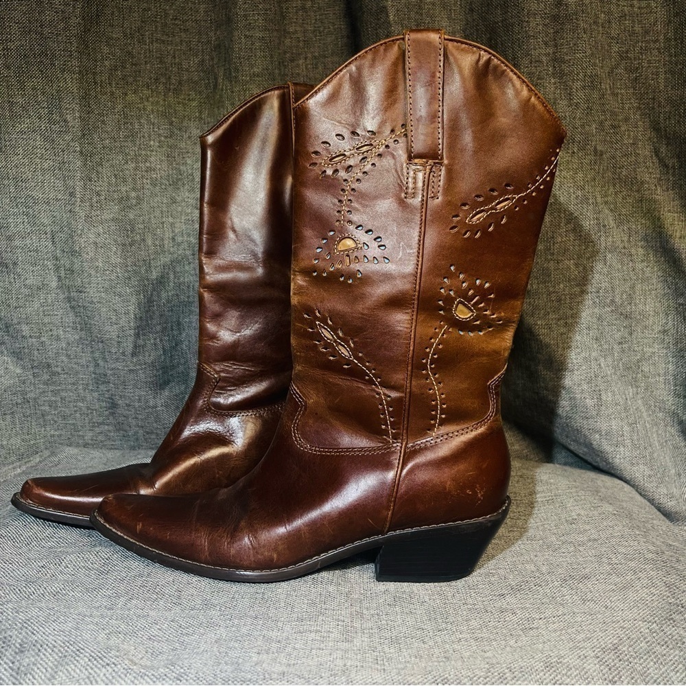 Leather Western Cowboy Boots - Picture 3 of 12